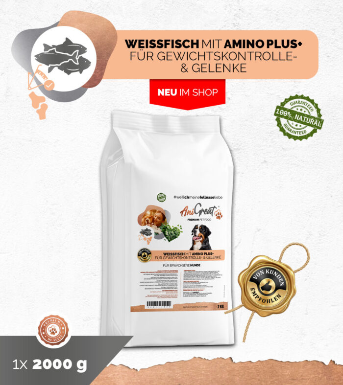 AniGreat_Hund.jpg Weissfisch mit Amino Plus+ für Gewichtskontrolle- & Gelenkpflege – Bild 1