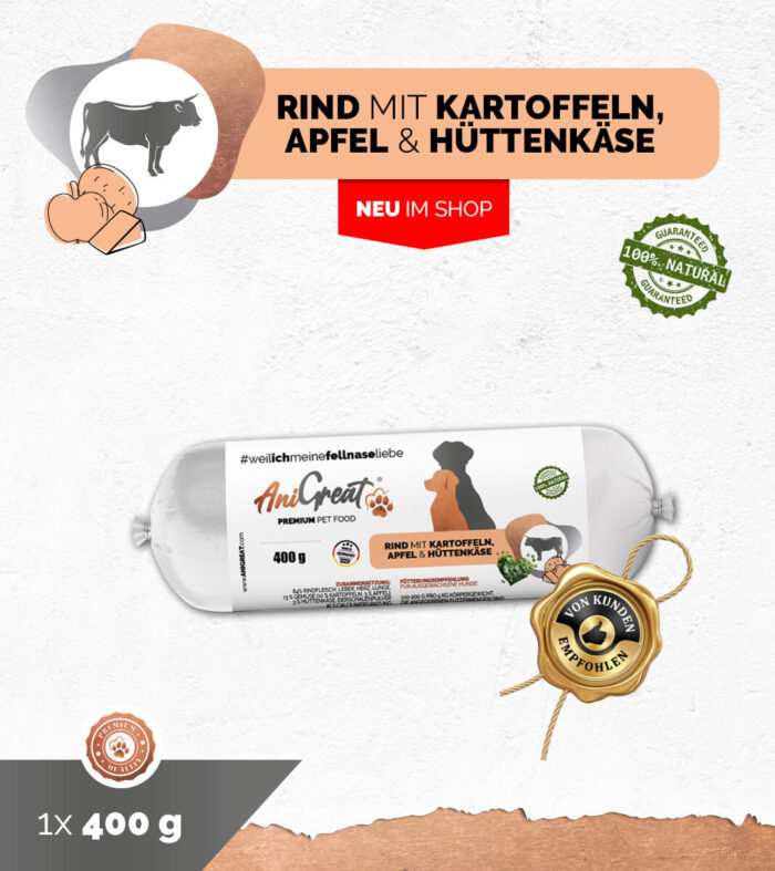 Rind mit Kartoffeln, Apfel & Hüttenkäse Premium – Bild 1